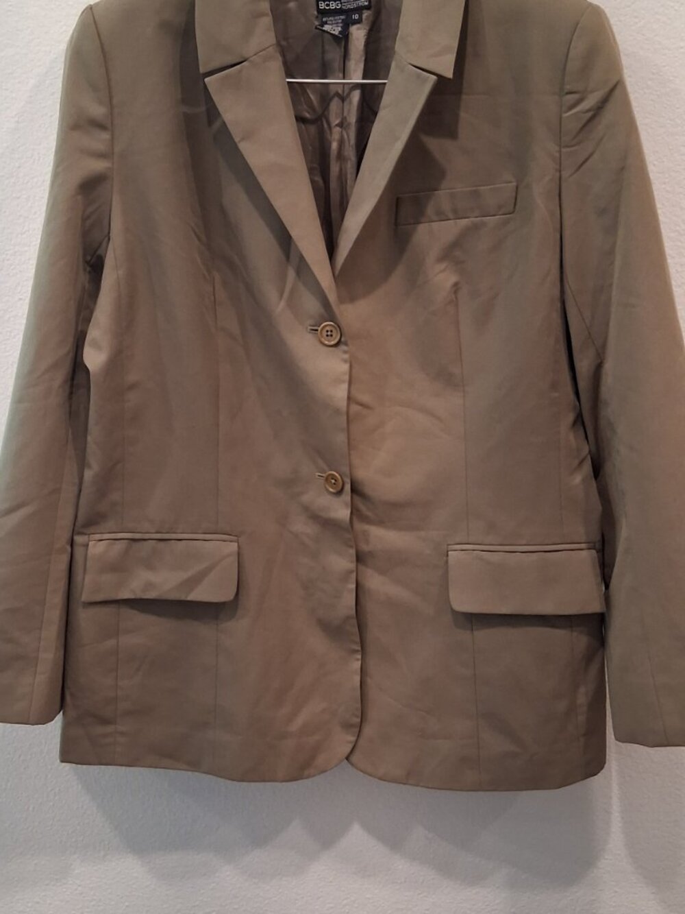 BCBG Exclusively for Nordstrom Tan Khaki Blazer Jacket Size 10 Workwear Office
